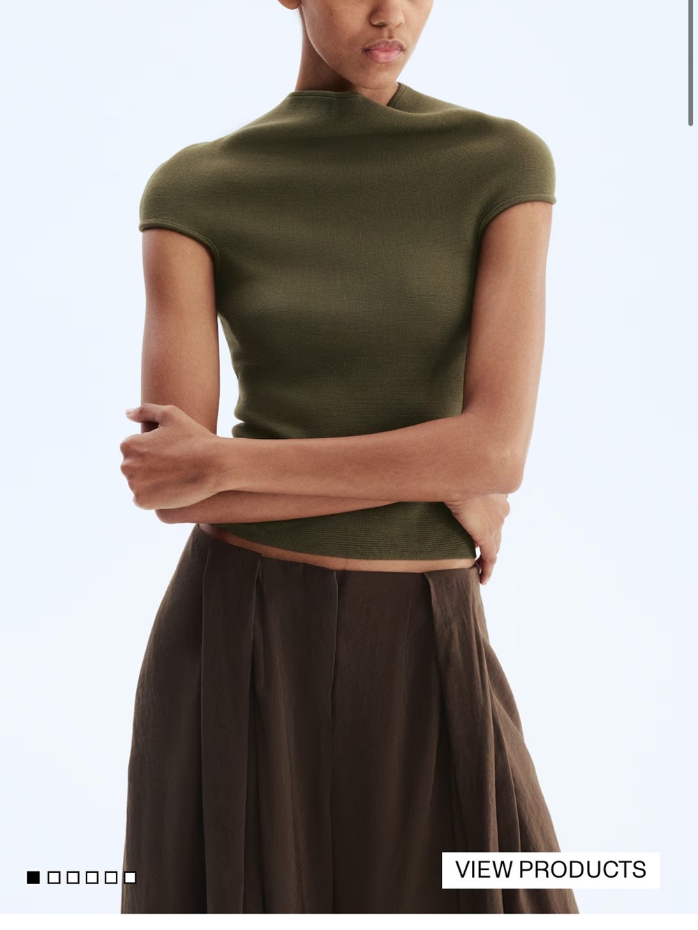 H&M Olive Short Sleeve Crop Top